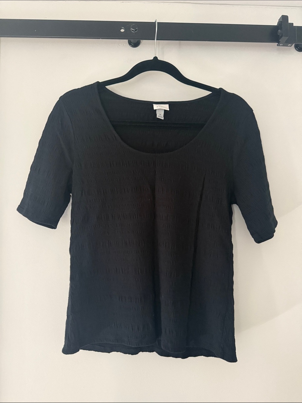 A New Day Women’s Black Textured Scoop Neck Top
